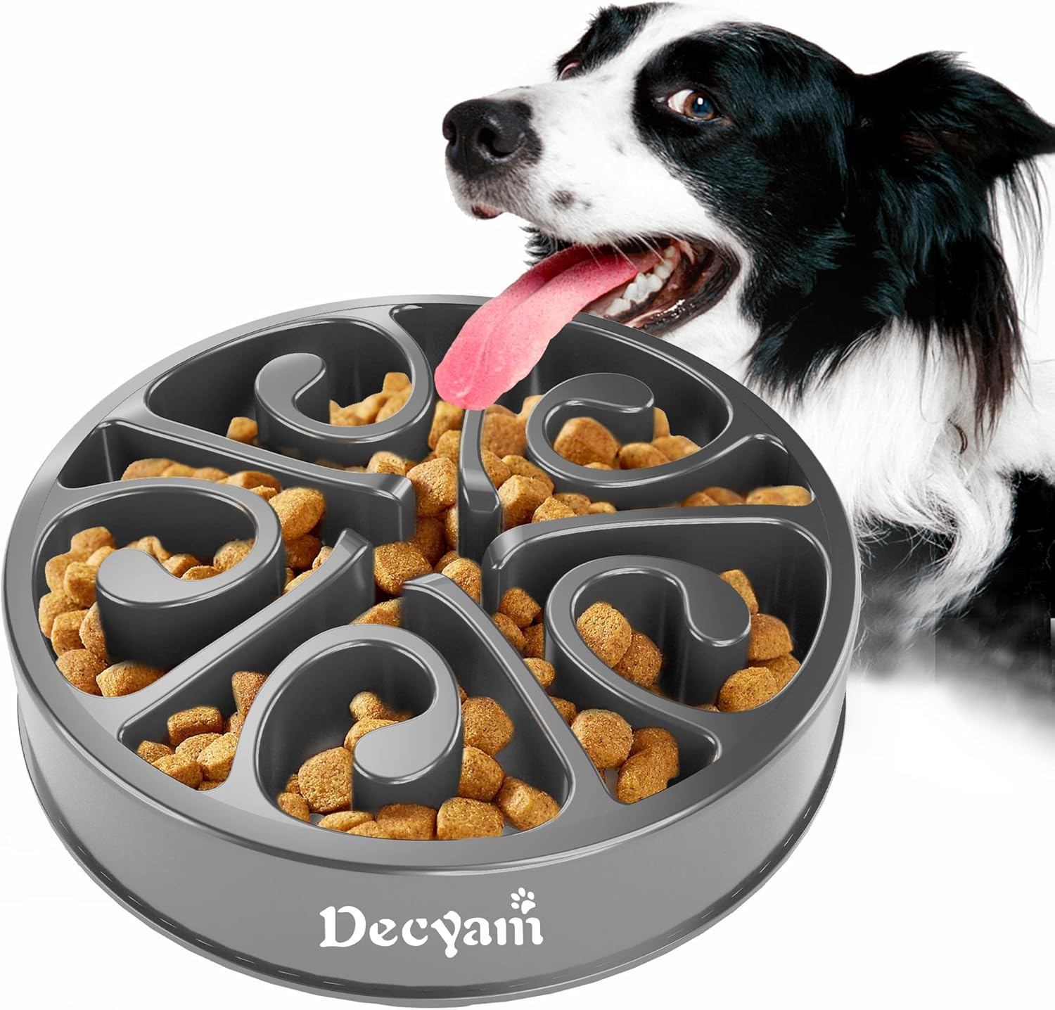 Decyam Slow Feeder Dog Bowl Slow Eating Dog Bowl Pet Puppy Fun Puzzle Feeder Non Skid Bloat Stop Feeding Bowl (Small/Medium, Black)