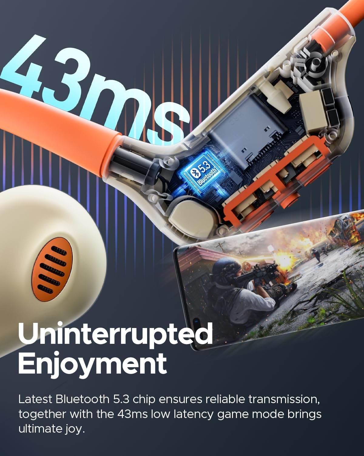 TRUEFREE Open Ear Headphones, Air Conduction Bluetooth 5.3 Wireless Earbuds for Sports, Four Microphones Clear Calls, 15 Hours of Playtime, 16.2Mm Enhanced Bass, Multipoint Connection, (Beige) image number 2