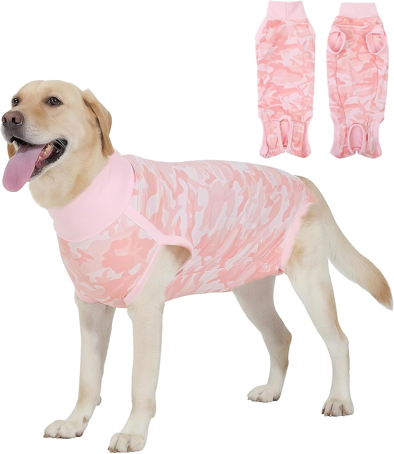KIKNIN Recovery Suit for Dogs Cats after Surgery, Professional Dog Recovery Suit Abdominal Wounds Bandages for Female and Male Dogs,Prevent Licking Dog Onesies Pet Post-Operative Vest(Light Pink,L)