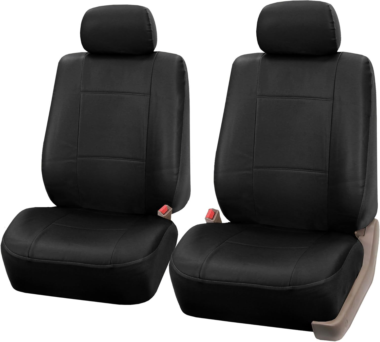 FH Group Universal Fit Front Car Seat Cover - Faux Leather (Black), Set of 2