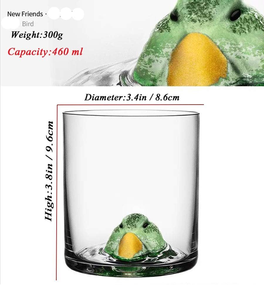 LKMY 460Ml 3D Animal Pet Crystal Glass Bowl, Cute Cat Bowl, Glass Cup, Coffee, Tea, Water Drinking Glasses (Bird) image number 3
