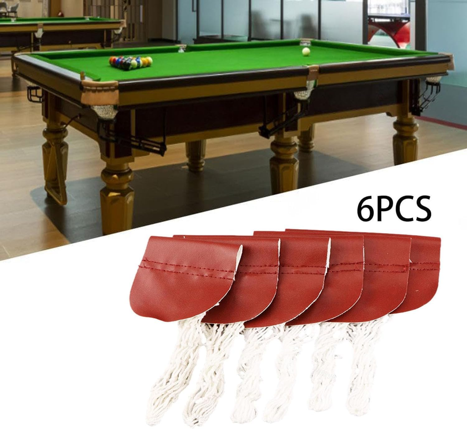 Billiard Pocket Net for Easy Ball Collection,Pool Table Pocket,6Pcs Billiard Snoker Pocket Nets Replacement,Professional Snoker Net Drop Holders,Mesh Design, Fits Most Pool Tables image number 1