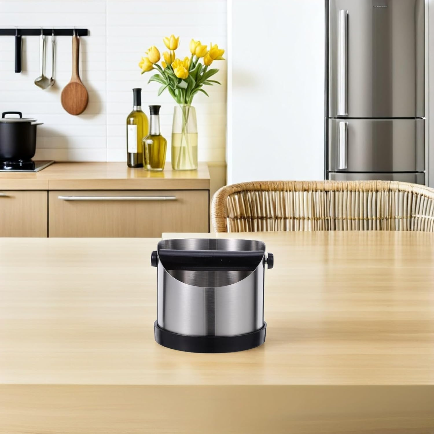 LIGIGWASH Stainless Steel Coffee Ground Knock Box 580Ml Handle, Espresso Grounds Container for Countertop Use, Coffee Waste Bin for Espresso Machines and Tea Dregs image number 1