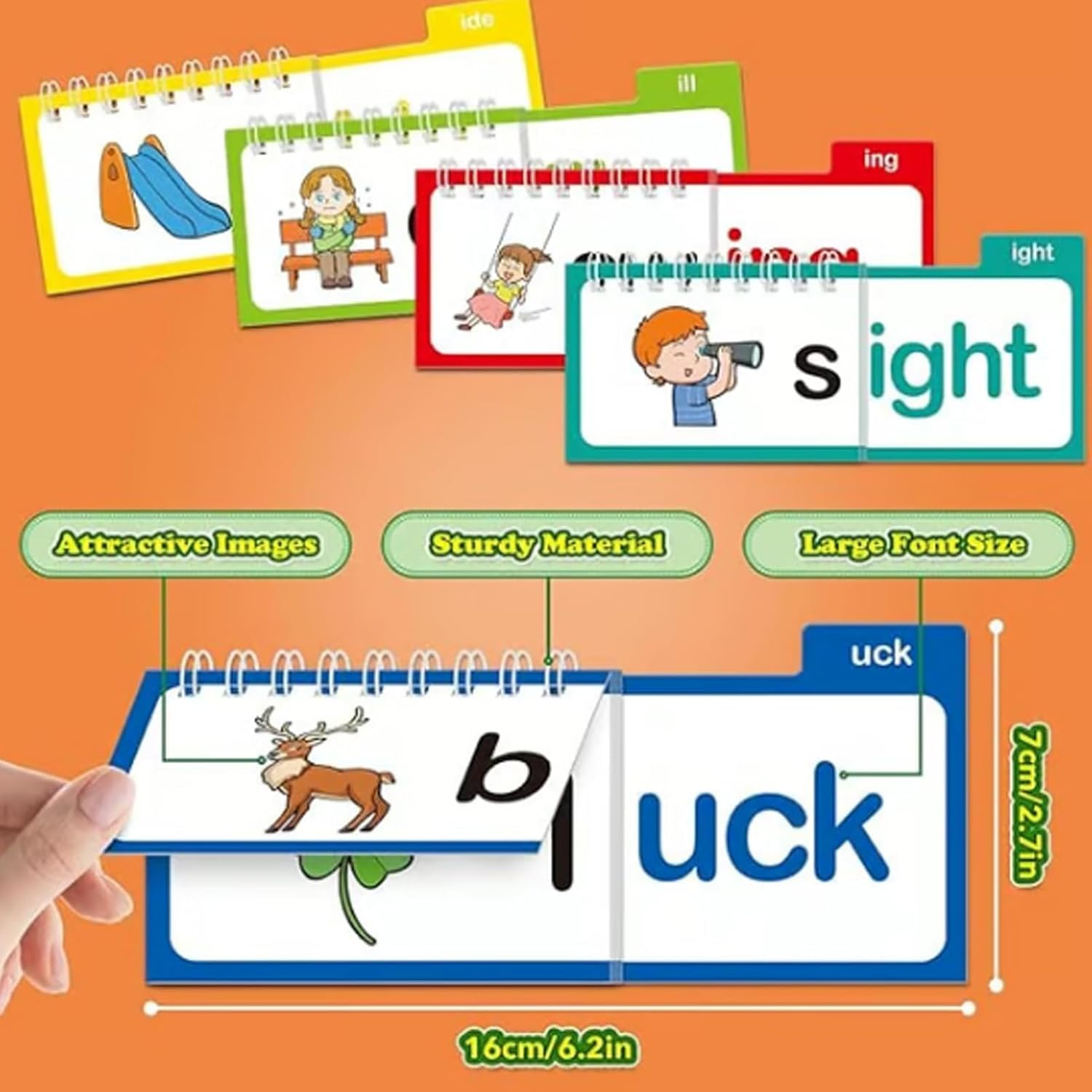 30 Read and Rhyme Flip Books,Word Family Flip Books,Abc Vocabulary Flash Cards,Sight Words Flash Cards,Educational Reading Games image number 3