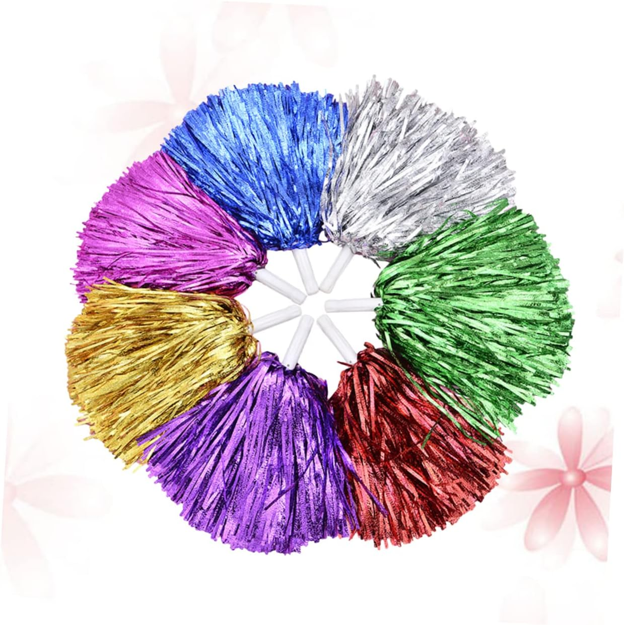 NOLITOY 6Pcs Cheering Hand Flowers Dance Pompom Colored Balls Bouquet Props Toddler Metal Girl Foil Cheer Pom Poms Plastic Pompom Plastic Ring Pom Poms Sports Pompom Foil Pom Poms image number 2