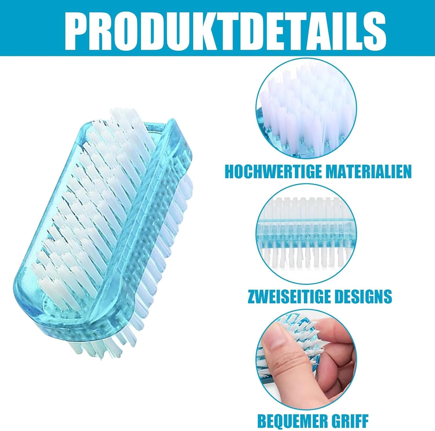 Pack of 5 Double-Sided Nail Cleaner Hard Brush, Nail Cleaner, Hand Brush Nail Brush, Hand Wash Brush, Fingernail Brush for Cleaning by Hand Nails, Suitable for Bathroom Toilets (4 Colours) image number 1