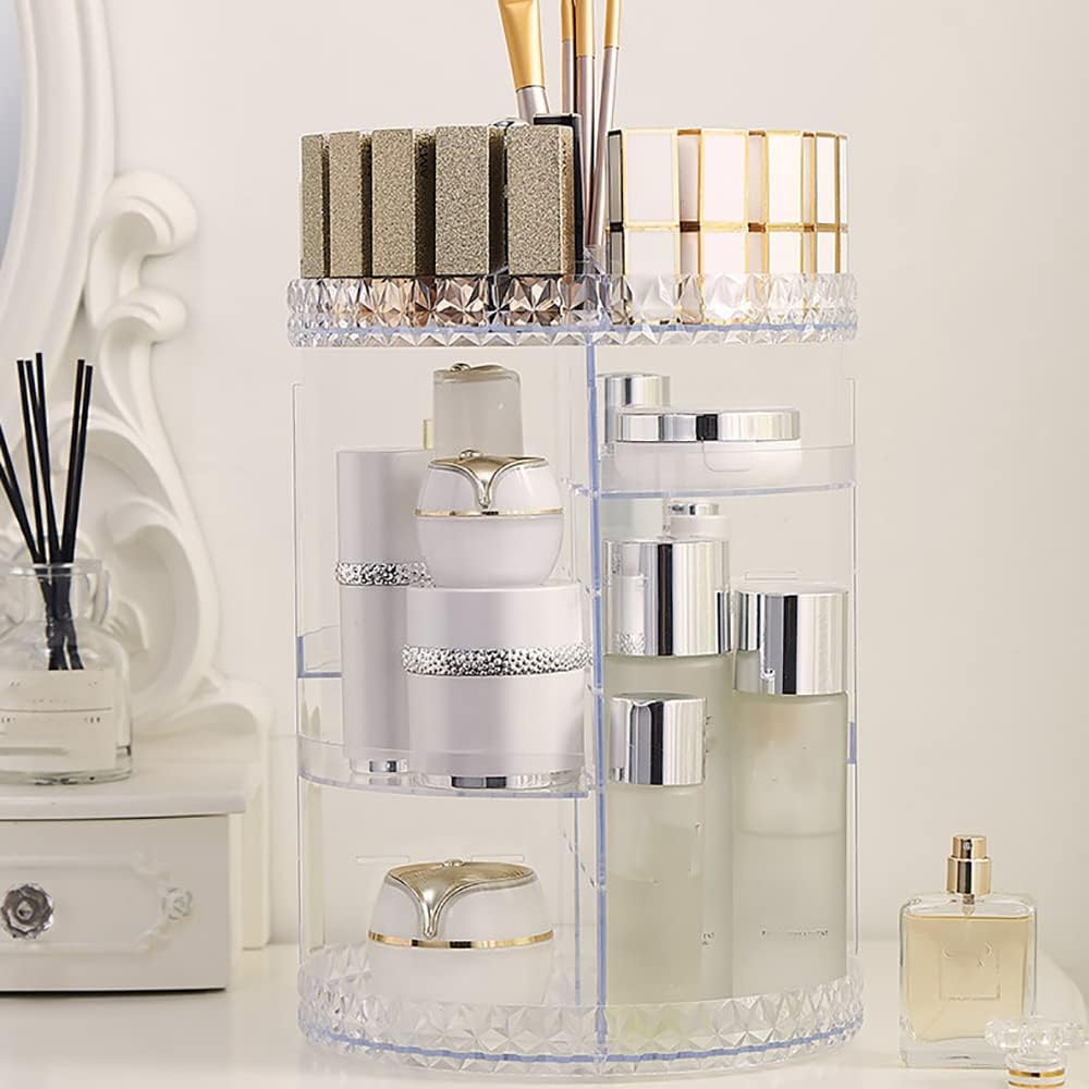 Uandhome Acrylic Makeup Organiser, Rotating 7 Layer Large Capacity Cosmetics Organiser, 360 Degree Cosmetic Organiser Transparent Make up Organisers and Storage Perfect for Dresser Bedroom Bathroom image number 5
