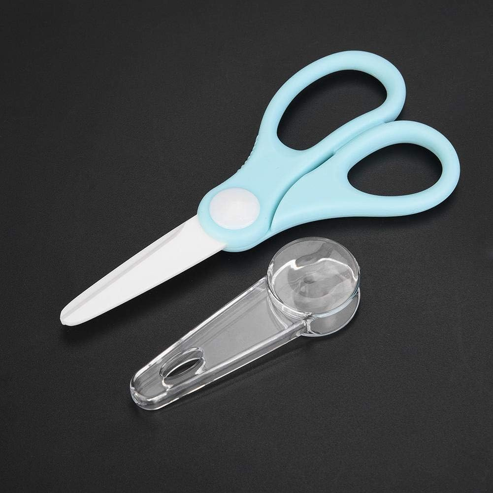 Baby Food Scissors Ceramic with Covers Portable Cutter Anti-Rust Kitchen Shears for Baby Infant Complementary Food(Blue) image number 4