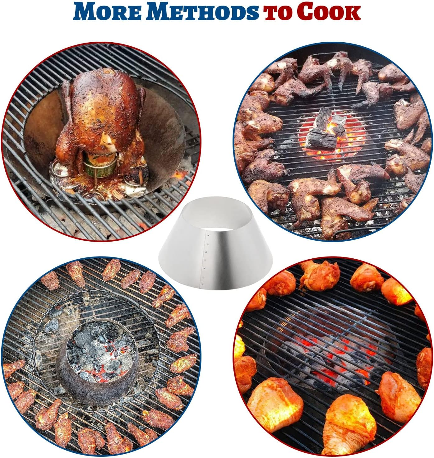 BBQ Stainless Steel Whirlpool Fit for Weber Kettle WSM Smokey Mountain AMD XL Kamado Big Green Egg Grill image number 2