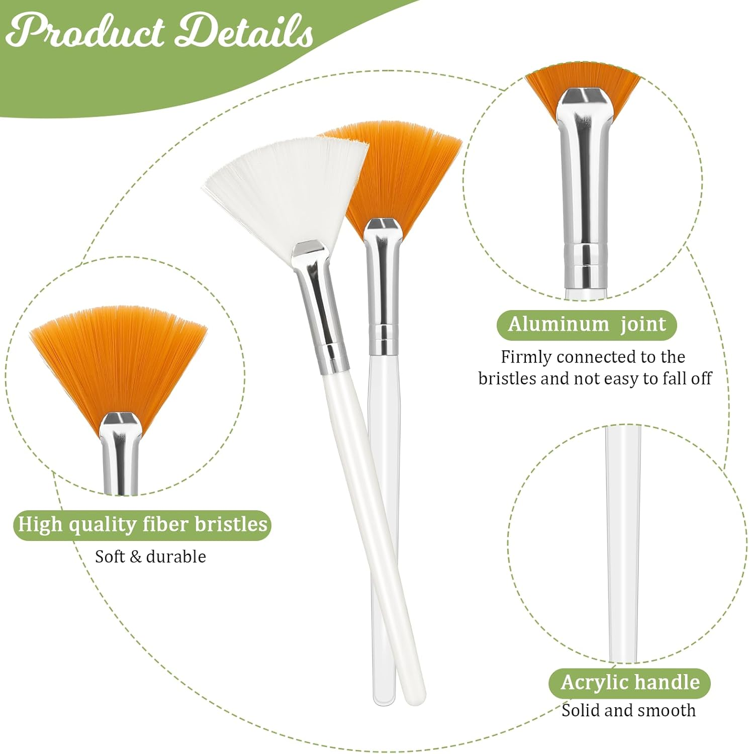 4 Pcs Fan Brush Makeup Facial Brush, Soft Facial Applicator Brushes, Esthetician Face Makeup Tools, Facial Brushes for Mud Cream, Loose Powder Highlighting Blush image number 4