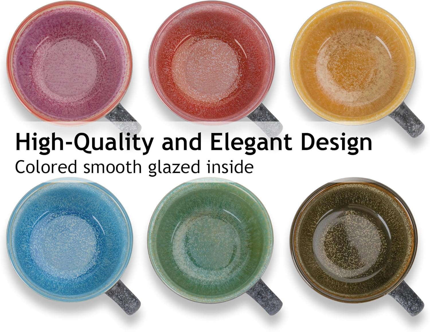 MIAMIO &ndash; 190 Ml Ceramic Stackable Cappuccino Cup with Saucers and Metal Stand &ndash; Set of 6 Stoneware Cappuccino Mug Set for Specialty Coffee Drinks, Americano, Latte &ndash; Las Palmitas Collection image number 4