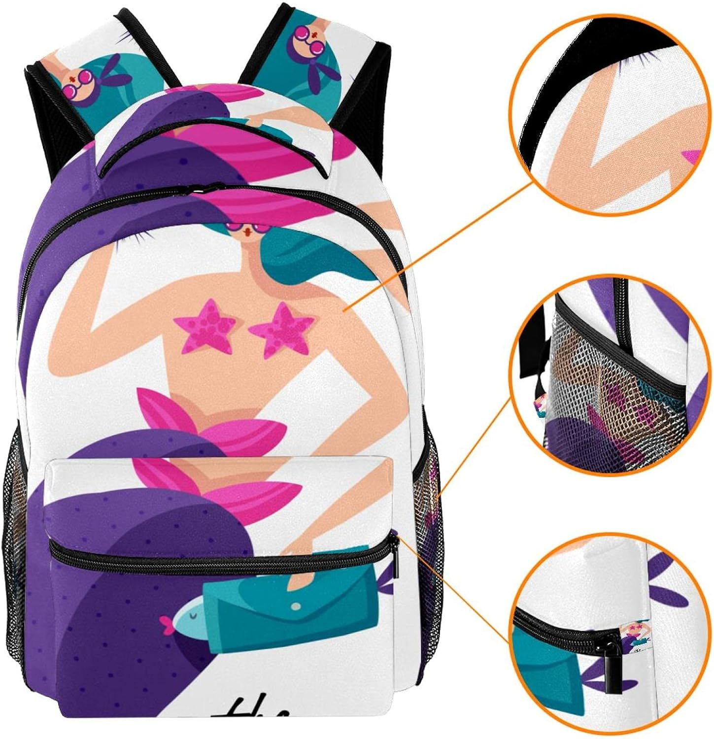 Green Haired Sexy Mermaid Backpack Students Shoulder Bags Travel Bag College School Tote Backpacks image number 2