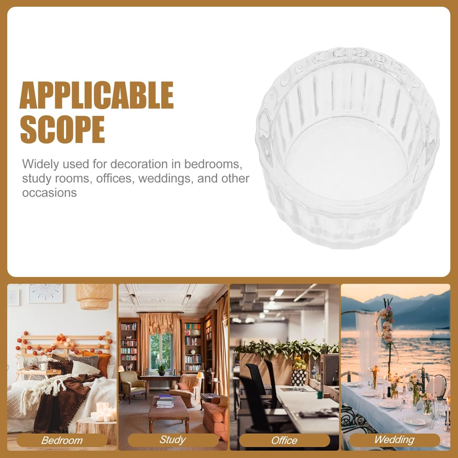 Yardenfun 2Pcs Glass Tealight Candle Holders for Table Decor Vintage Wedding Candlestick Cups Centerpiece image number 2