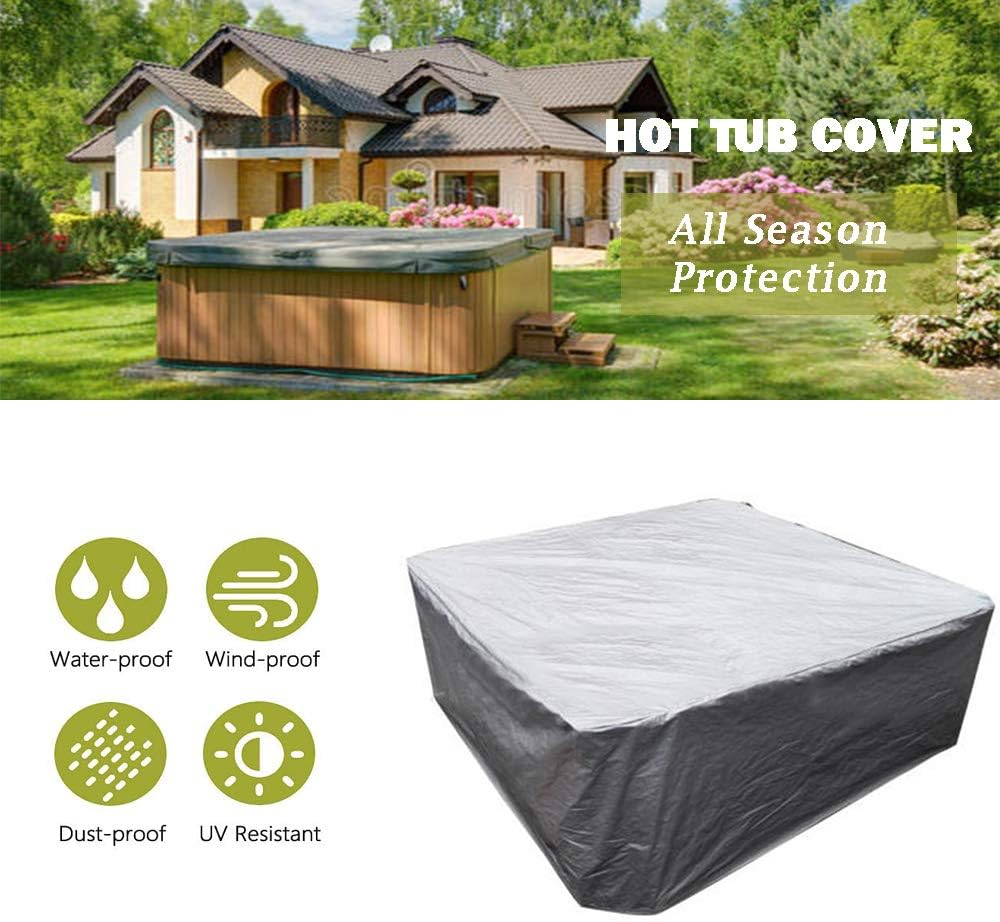 FLR 79&rdquo;L X 79&rdquo;D X 33&rdquo;H Hot Tub Cover Outdoor SPA Covers Swimming Pool Waterproof Dust Proof Cover (Silver, 94X94X10 Inch) image number 3