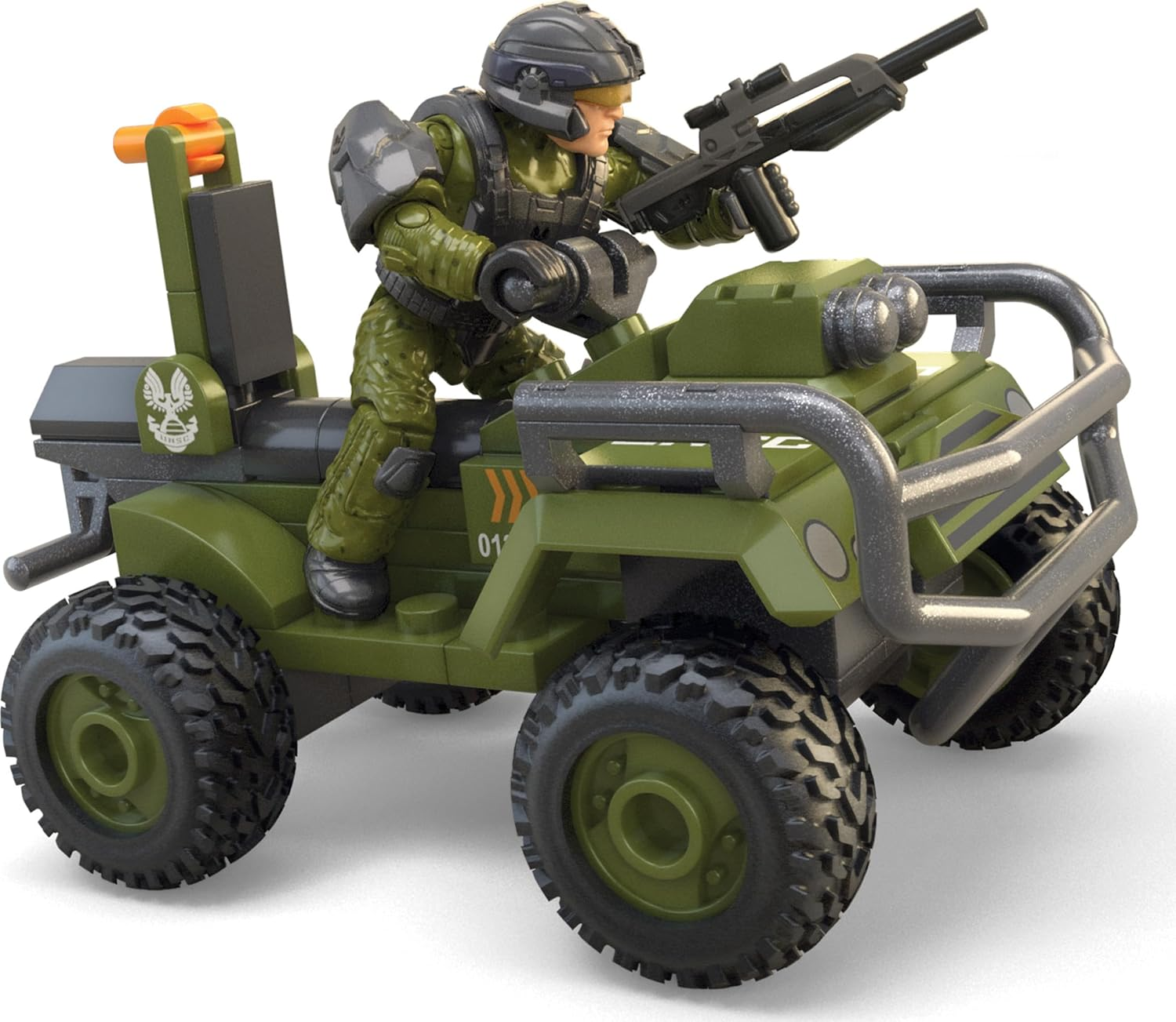 MEGA Halo Building Toy Set, FLEETCOM Mongoose ATV Vehicle with 79 Pieces, 2 Poseable Micro Action Figures and Accessories