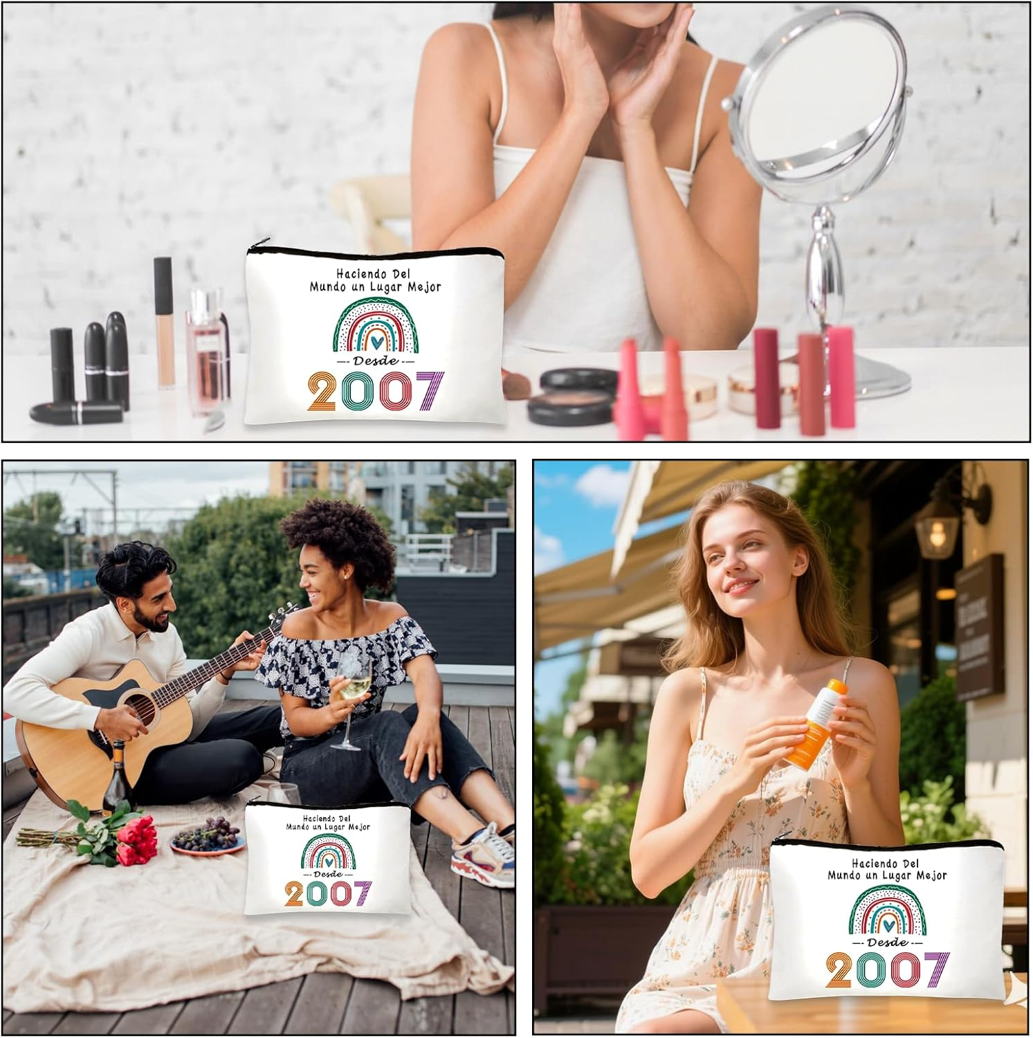 18Th Birthday Gift Cute Small Makeup Bag Large Capacity Rainbow Makeup Bag Fun Zipper Bag Portable Toiletry Bag Girl Birthday Gift Idea for Storage Storage for Girls and Women image number 3