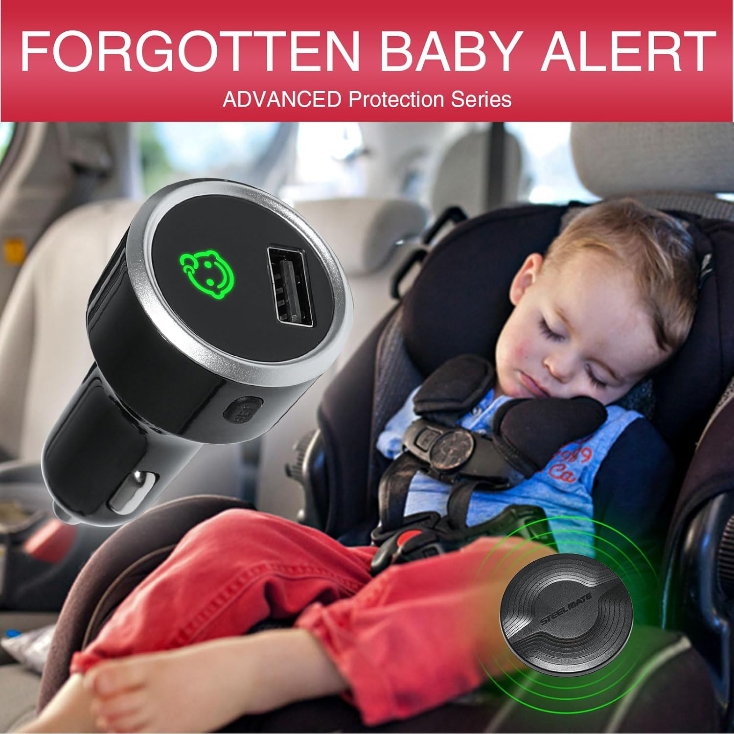 STEELMATE Baby Car Seat Reminder-Automotive Baby Seat Alarm System, Baby in Car Reminder Warning with Light and Sounds Remind When Power off or Unbuckle image number 3
