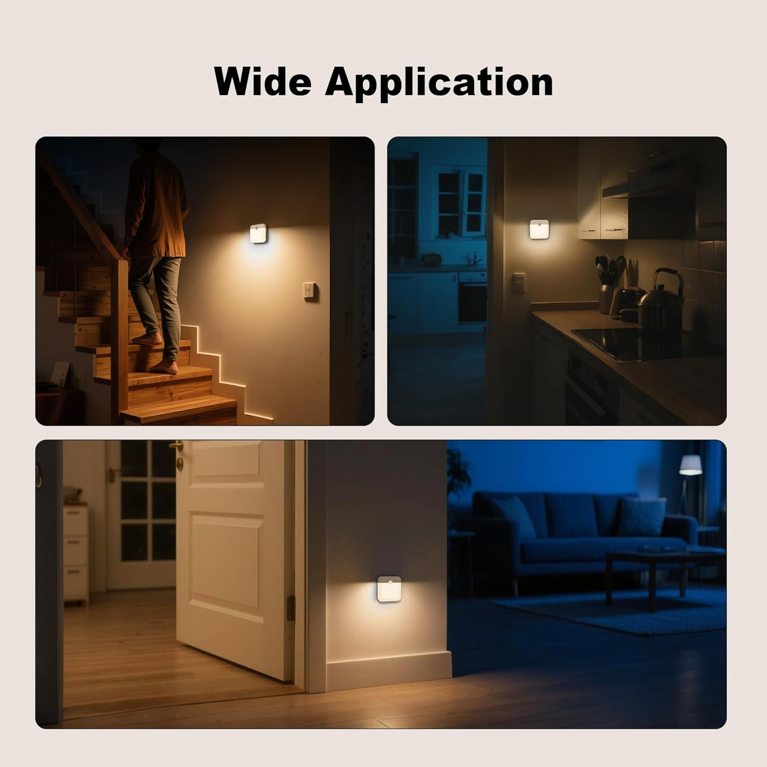 ECOBAY Night Light with Motion Sensor & Twilight Sensor - Rechargeable, Battery Operated, Pack of 2, Warm White