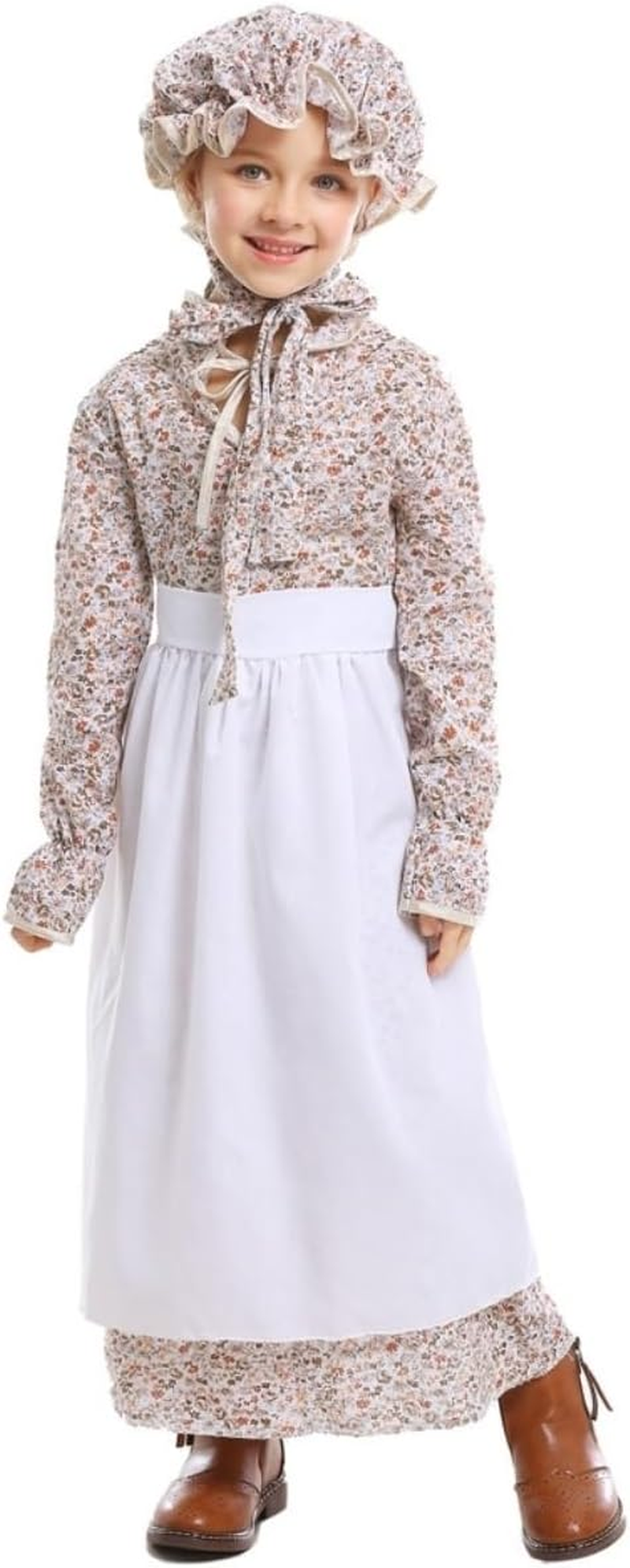 Costume Bay Pioneer Olden Days Costume Pilgrim Frontier Colonial Victorian Book Week Historical Dress Cotton Material School Event Educational Play Attire image number 4