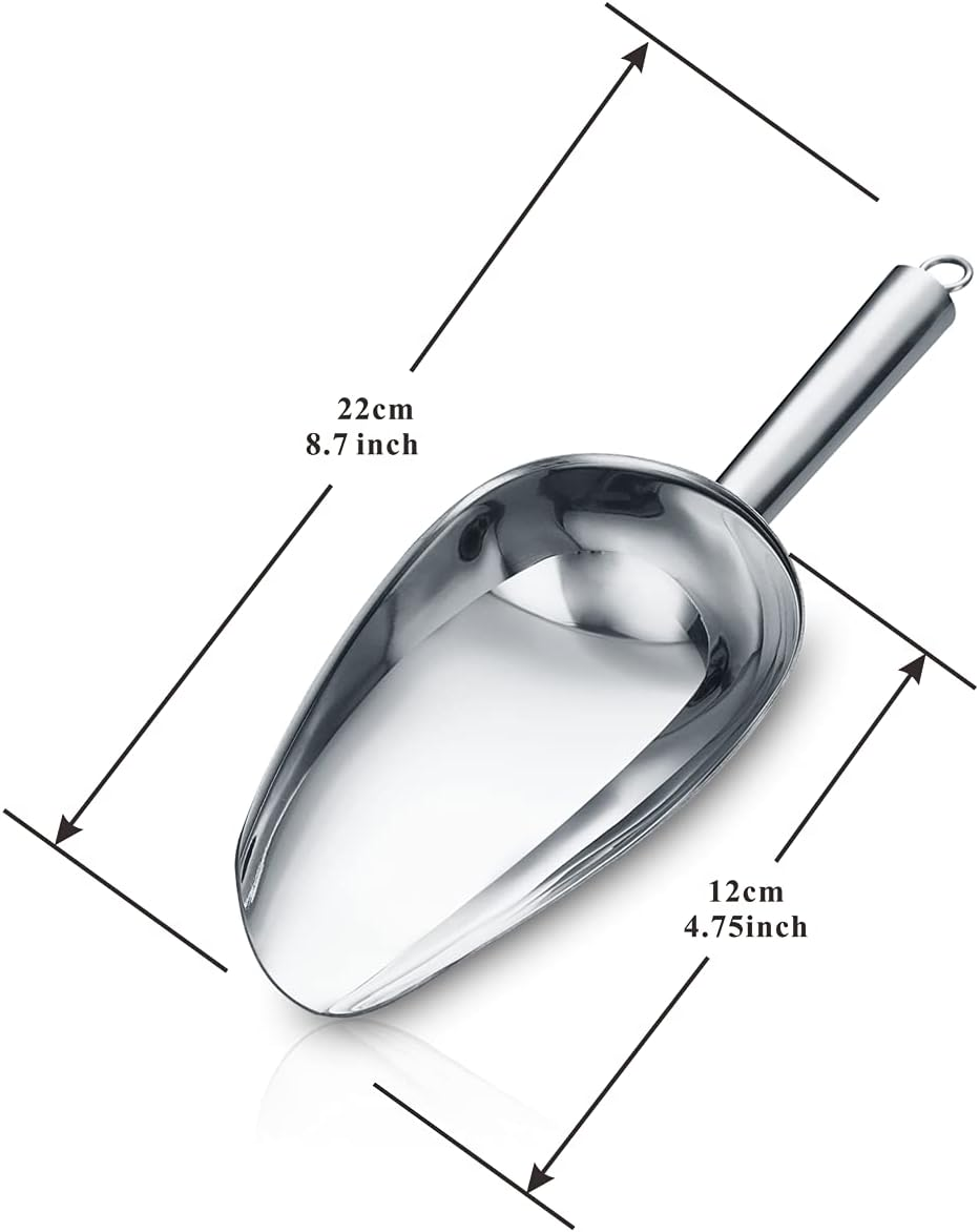 Berglander Stainless Steel Ice Scoop 6 OZ, Metal Ice Scooper for Ice Maker, Multipurpose for Candy Kitchen Bar Party Wedding Pet Animal Dog Food Scoop Beach Shovel (Silver) image number 3