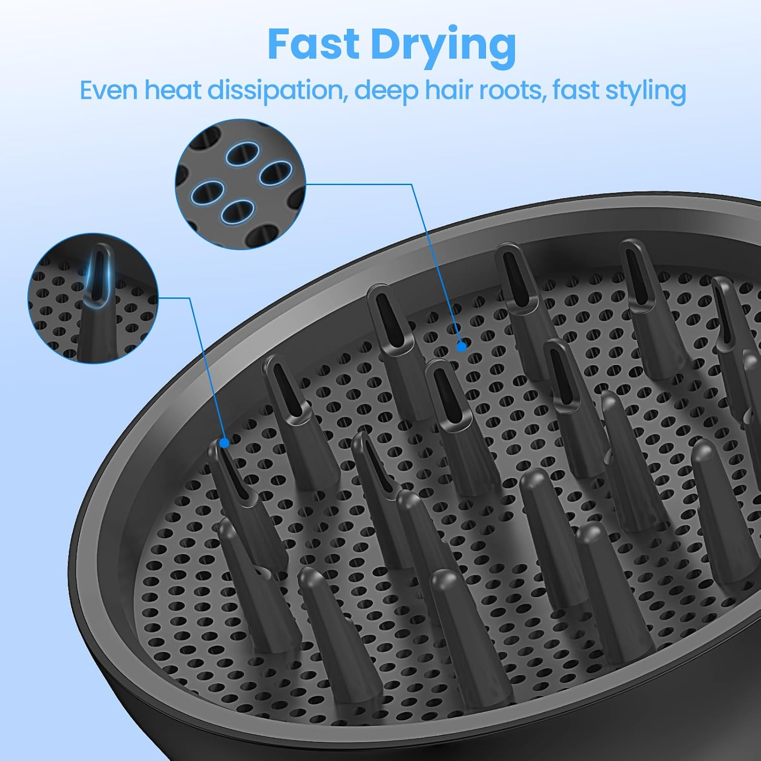 Diffuser Hair Dryer, LAMPICK Diffuser Attachment for Hair Dryer for Curly & Wavy Hair, Hair Diffuser for Curly Hair for Home Salon Gym Women Men & Pet Grooming (Grey) image number 4