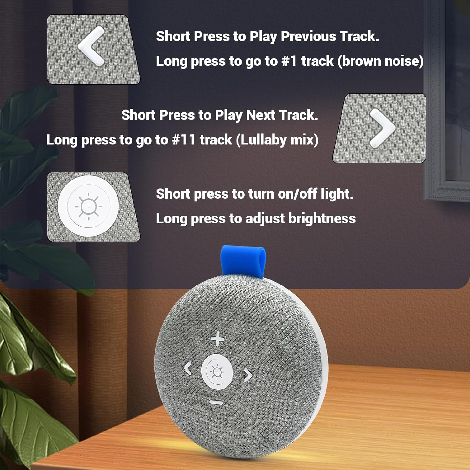 Sleepmac Go Baby Portable White Noise Machine and Night Light &ndash; White Noise, Pink Noise, Brown Noise, Lullaby, Nature Sounds, Child Lock, Memory Options (Cloud) image number 4