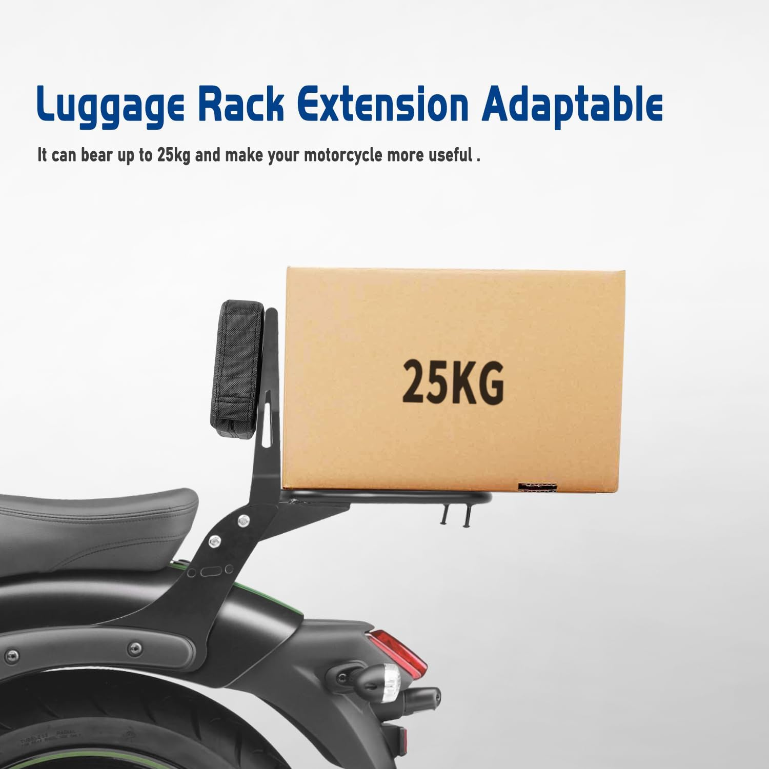 Lorababer Motorcycle Detachable Backrest Luggage Rack Black Sissy Bar Rear Passenger Backrest Cushion Pad for K-Awasaki Vulcan S 650 VN650 EN650 2015 2016 2017 2018 2019 2020 2021 2022 image number 2