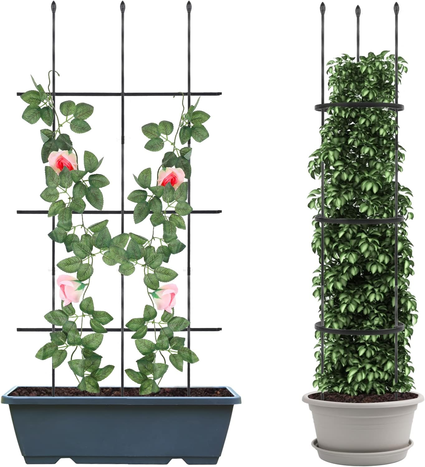 2 Pack Garden Trellis, 2 in 1 Plant Cages & Supports for Vines Crop, Potted/Climbing Plants Indoor Outdoor, Plant Stake for Flower, Vegetable, Tomato, Pot Trellis image number 6