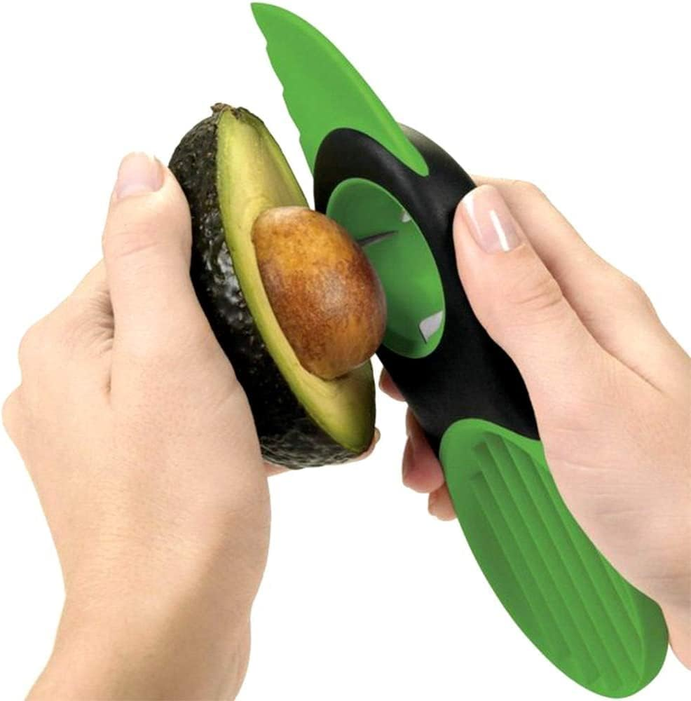Avocado Cutter, Avocado Cutter 3 in 1, Shea Corer Butter Fruit Peeler Cutter Pulp Separator Plastic Knife Kitchen Vegetable Tools Kitchen Gadgets (Green) image number 3