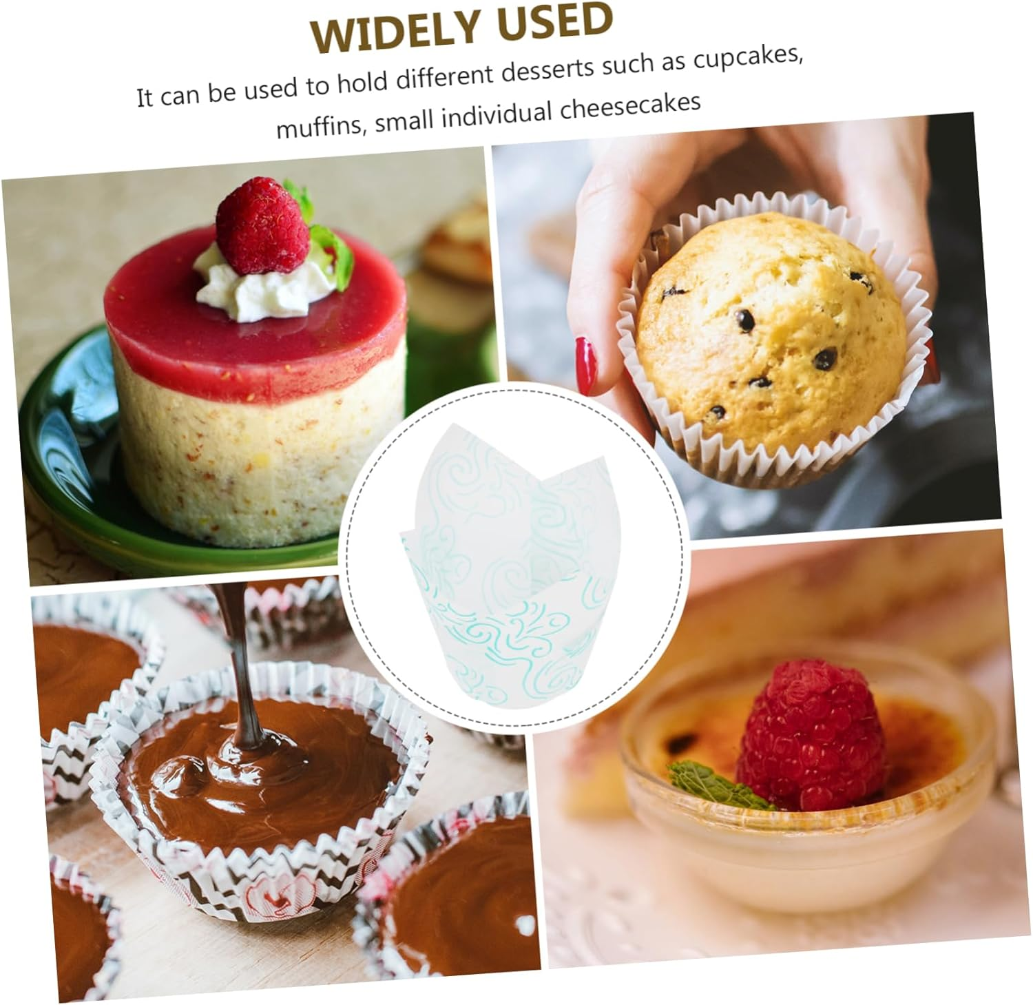 100Pcs Parchment Paper Cupcake Liners Oven Safe Tulip Shape Muffin Paper Cups for Bakeries image number 1