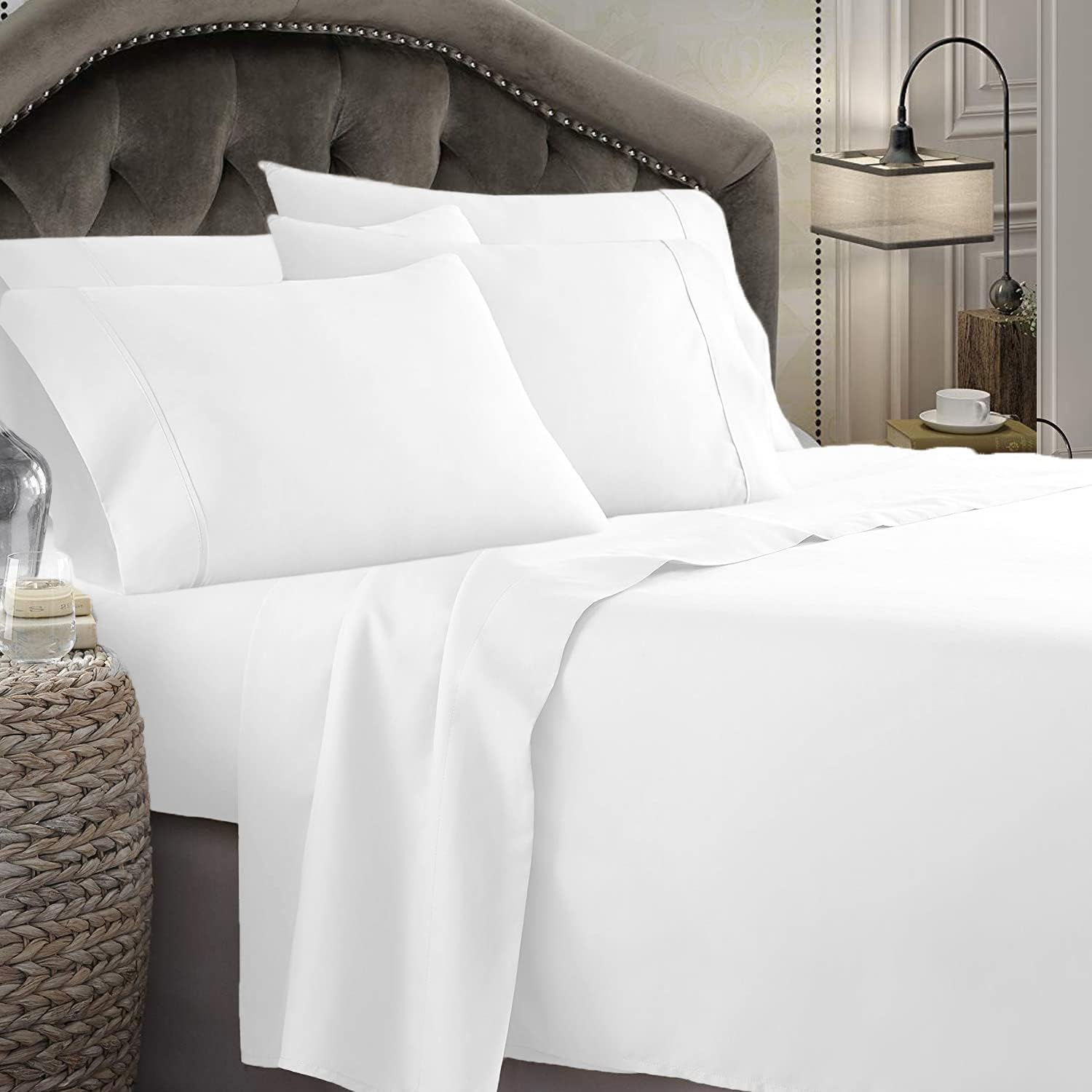 Kingtex 1800 Thread Count Ultrasoft Sheet Set, Queen, Light Grey