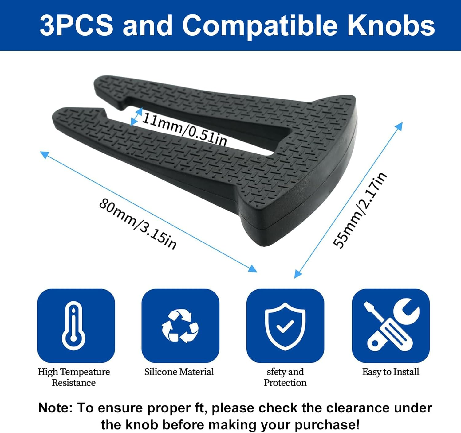 3 Pack Gas Stove Knob Locks for Child Safety, Oven Safety Covers Baby Proof,Child and Pets Guards, Baby Proofing Stove & Oven with Childproof Stove Knob Locks,Prevent Accidental Touch image number 3