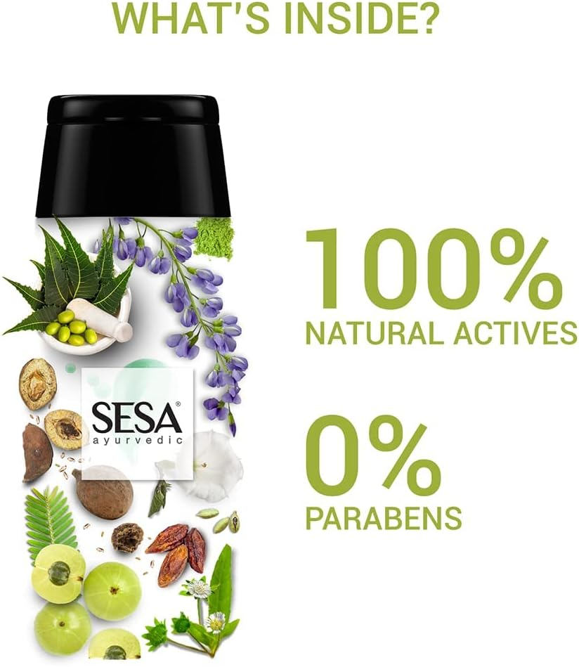Sesa Ayurvedic Medicinal Shampoo for Hair Fall & Dandruff, Bhringraj + 16 Herbs, Paraben Free, 200Ml image number 5
