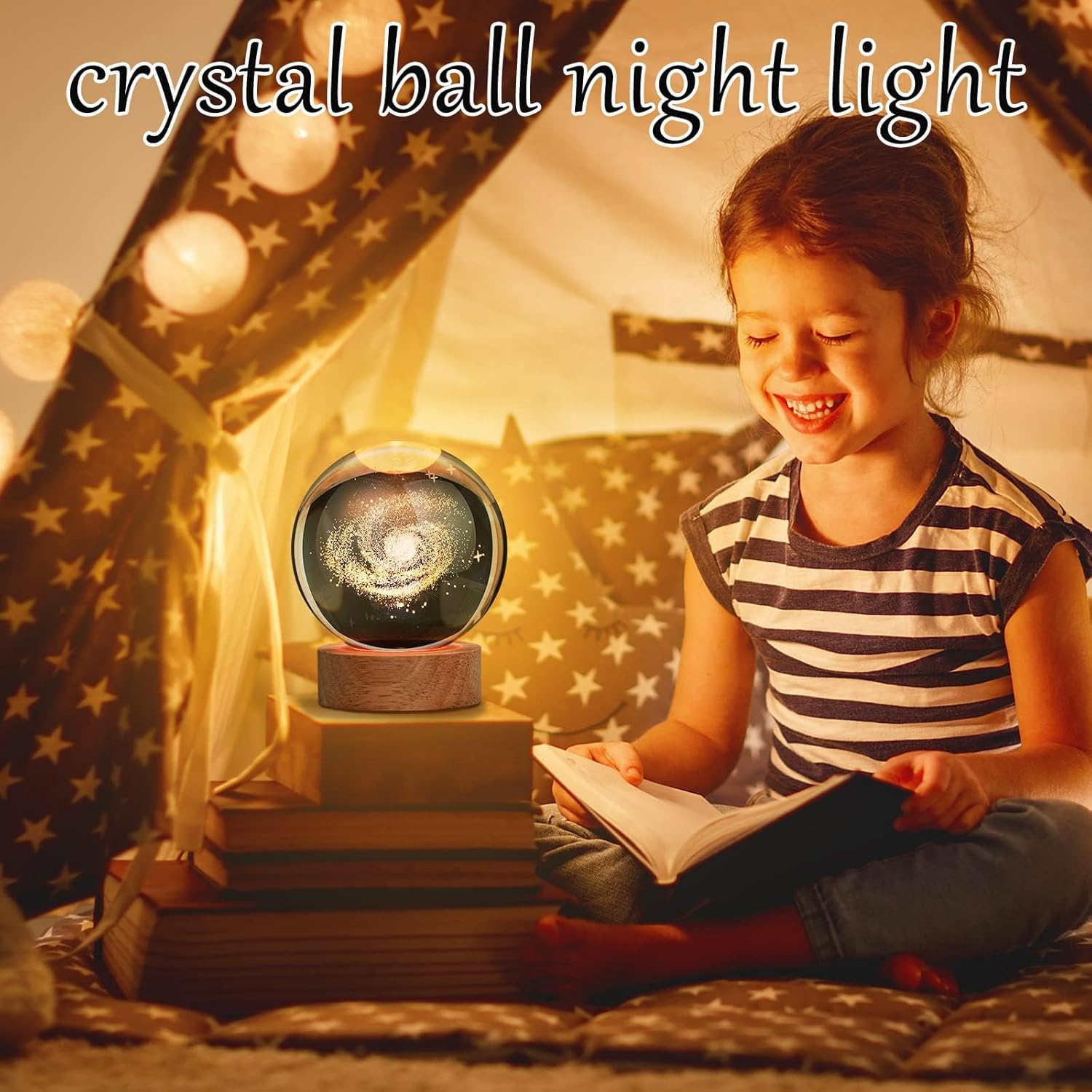 3D Crystal Ball Night Light, USB Moon Planets Solar System Universe Lamp, Glass Ball with Wooden Base - LED Ball for Christmas, Birthday, Valentine'S Day, Astronomy Gifts - Moon-1 image number 6