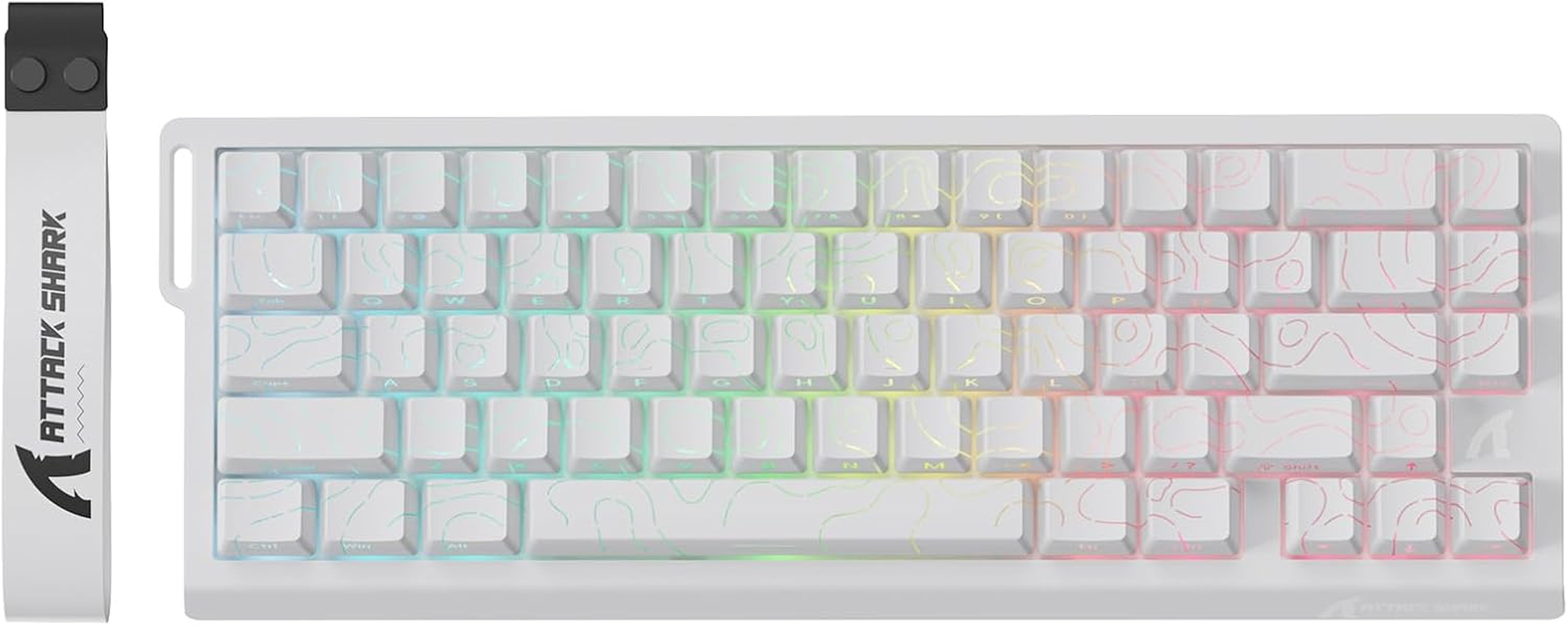 ATTACK SHARK X68 PRO HE Wireless Rapid Trigger Gaming Keyboard with Adjustable Actuation,8K Polling Rate,Hall Effect Magnetic Switch,Hot-Swap,Rgb Backlit,Bt/2.4Ghz/Wired,For FPS Games-White - Black image number 2