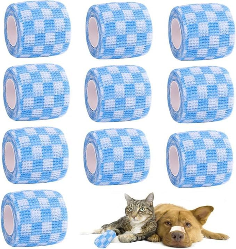 Pet Dog Out of the Anti-Dirty Leg-Binding Tape Self-Adhesive Cloth Belt, Walking Dog Foot Protection Cloth Belt，Suitable for Cats and Dogs,10Pcs.(Blue and White) image number 2