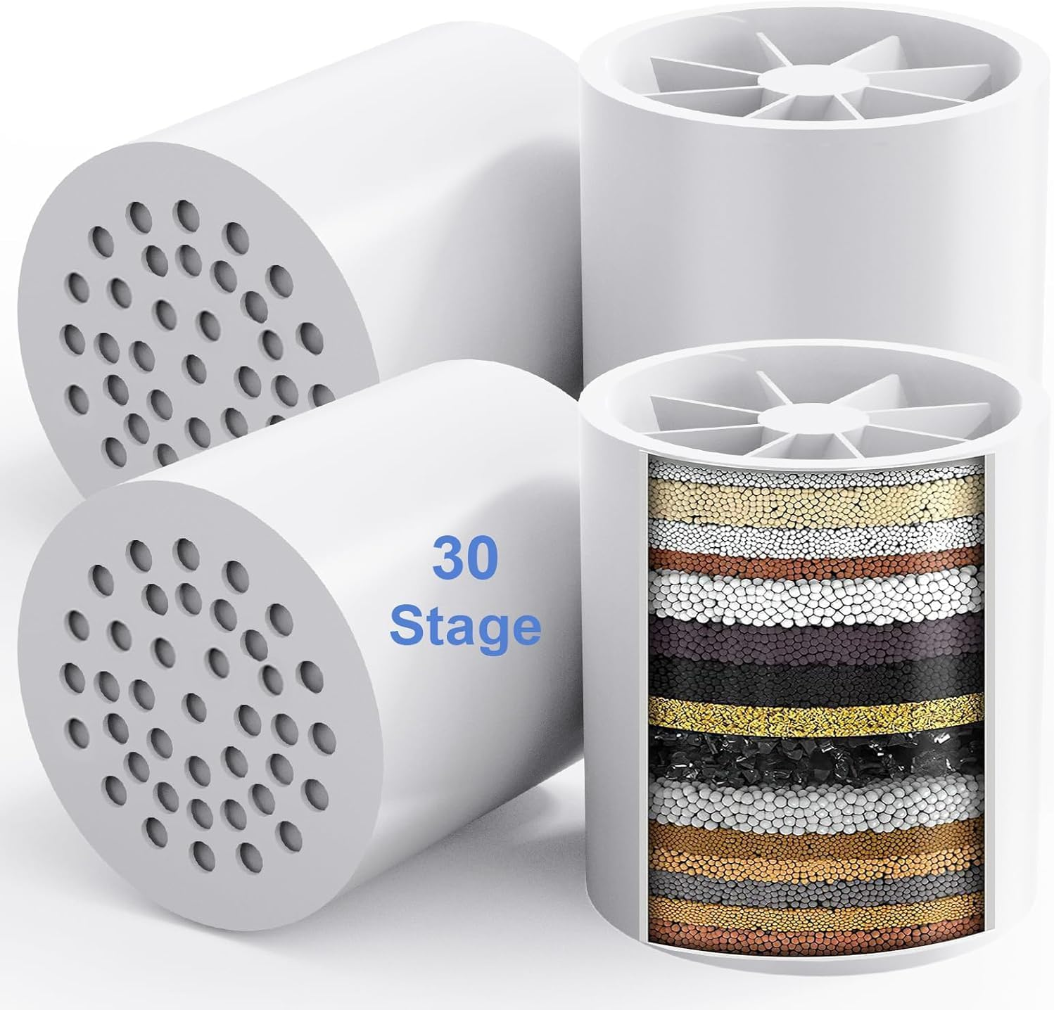 Shower Filter Replacement Cartridge 6 Pack - ​30-Stage Hard Water Shower Head Filter Universal Fit, Chlorine Removal & ​Heavy Metal Filtration Water Cartridge for Shower Head image number 3