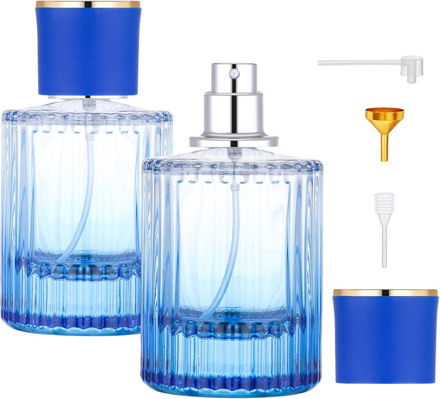 Segus Perfume Decanter, 2 Pcs 50Ml Glass Spray Bottle, Handbag Perfume Atomiser for Business Trips, Portable Fragrance Atomiser (Gradient Green)