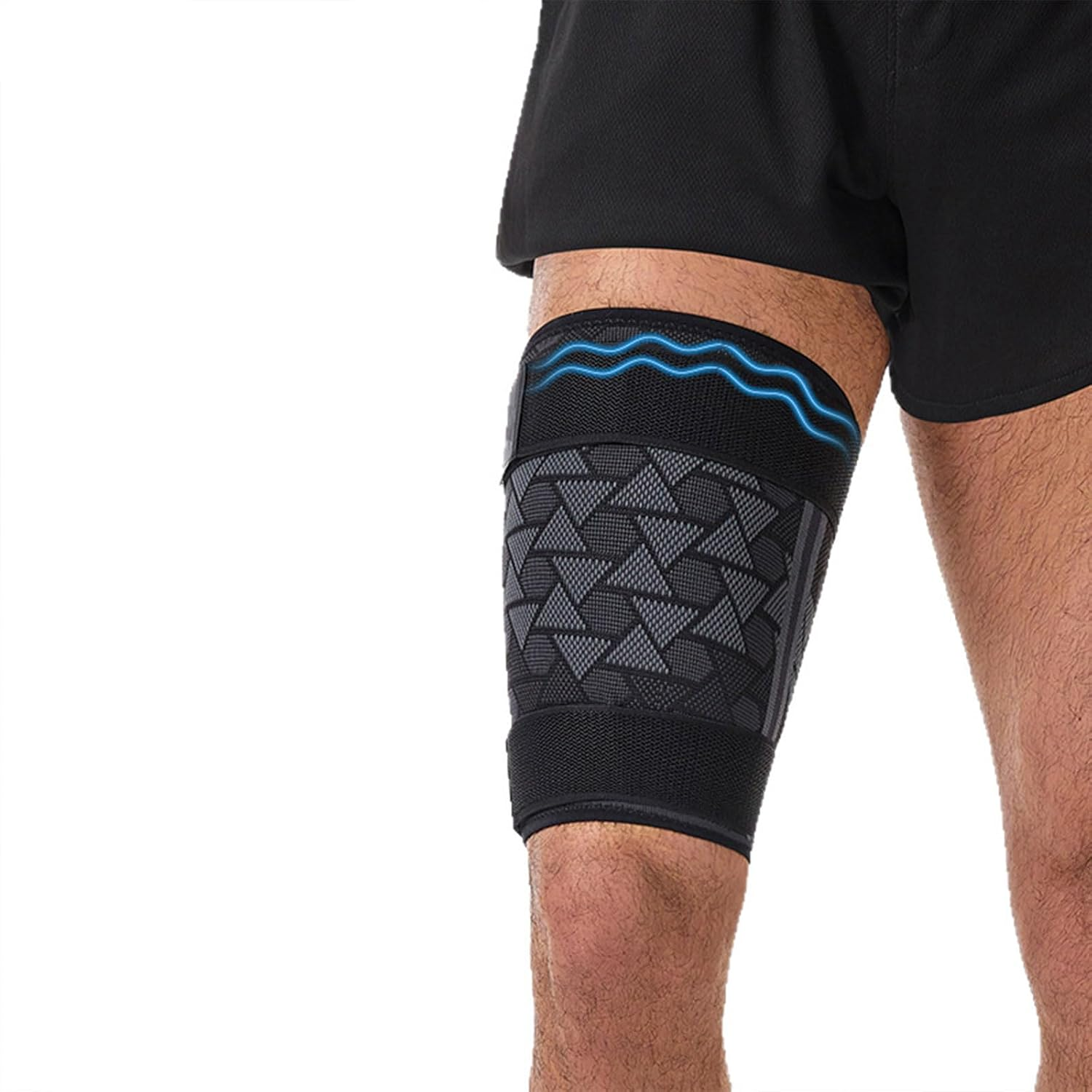 Thigh Compression Sleeve (1 Pair), Adjustable Hamstring Compression Sleeve for Men and Women Large Size for Running Gym Workout image number 4