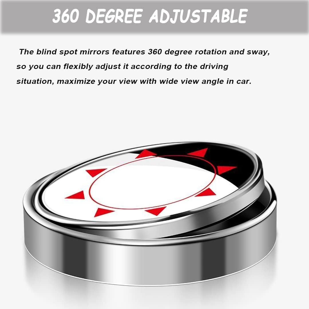 4 Pack Blind Spot Mirrors or Cars, 2 Inch round HD Glass Frameless Convex Wide Angle Side Rear View Mirror with ABS Housing Rhinestone Sticker for Most Cars Mirrors Accessories image number 4