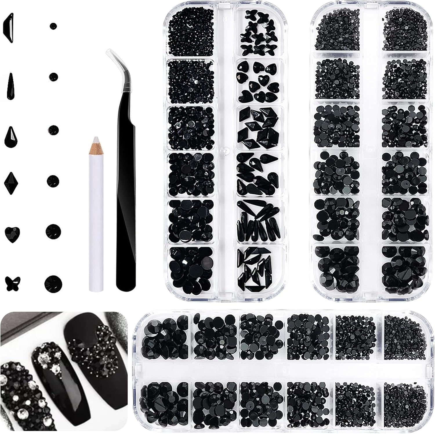 Sliver Nail Rhinestones Gems - Multi Size Flatback round Beads,Sliver Crystal Diamonds for Nail Art, Eyes Makeup, DIY Crafts, Jewelry Decoration