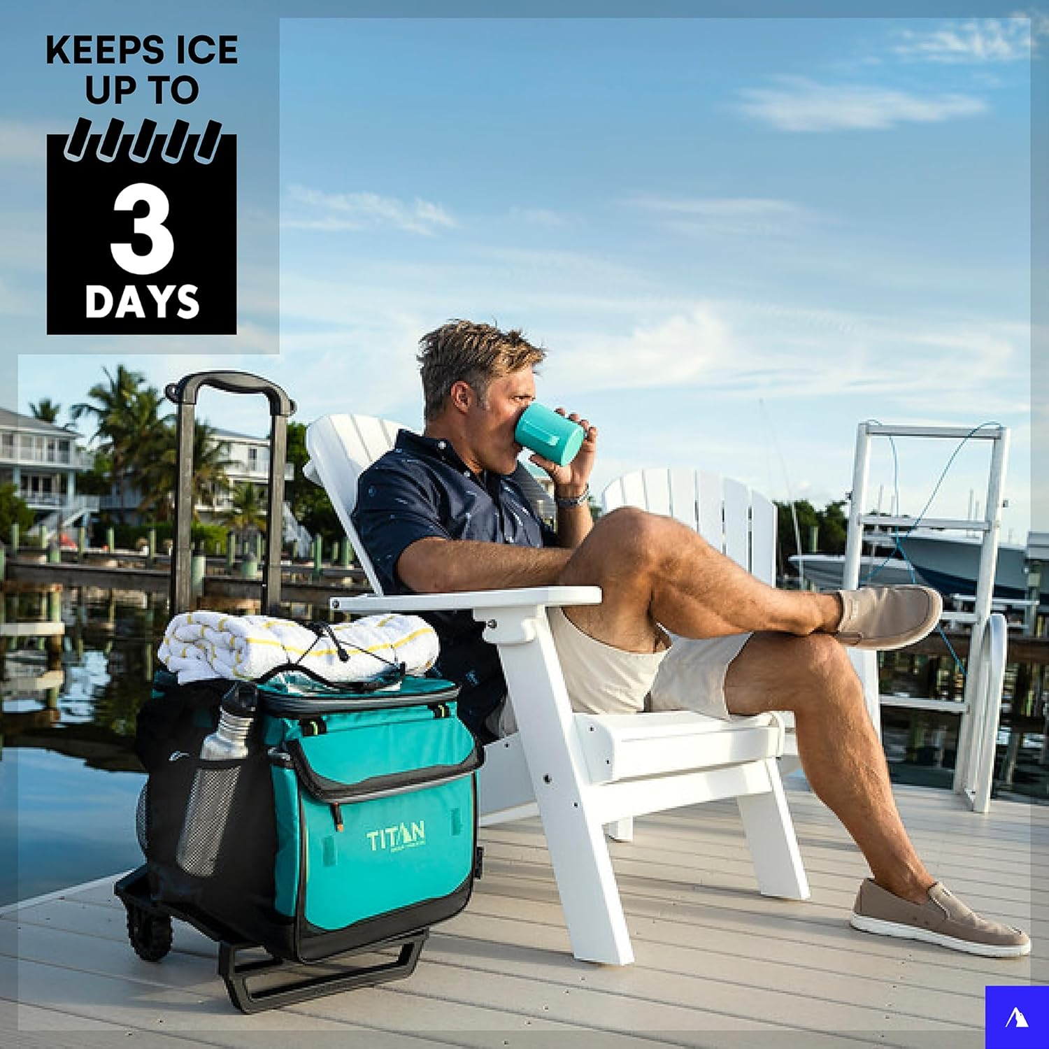 Arctic Zone Titan Deep Freeze 60 (50+10) Can Collapsible Rolling Cooler with Wheels and All-Terrain Cart image number 4