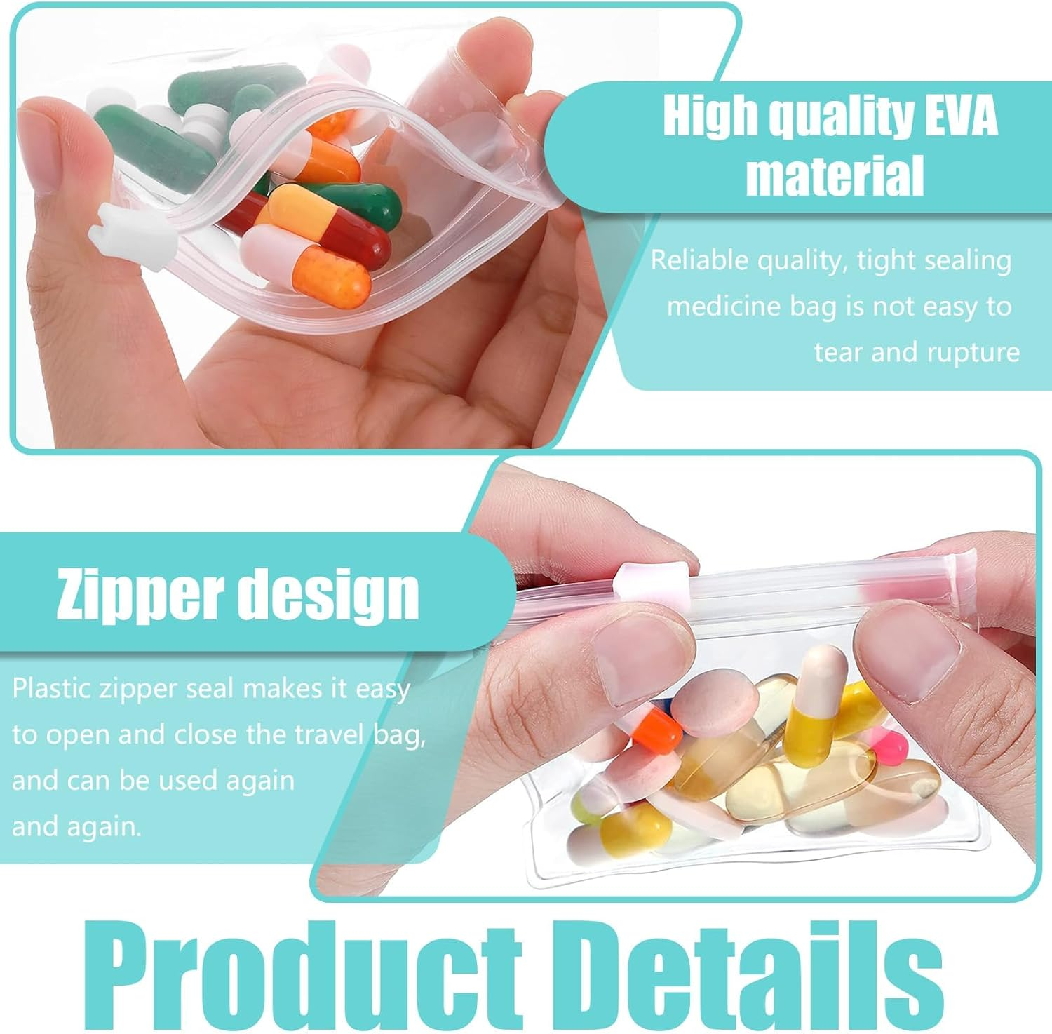 Pill Pouch Bags Small, 14 Pcs Zippered Pill Bags, Travel Medicine Organizer Storage Pouches for Pills Vitamins, Supplements, Medications, Jewelry, Crafts, Small Objects