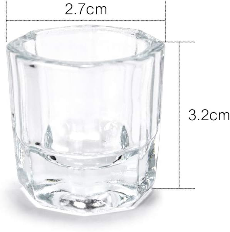 Constore 2PCS Glass Crystal Dappen Dish with Lid Mini Bowl Cups Nail Art Tools Clear Nail Art Equipment for Mixing Liquid Powder image number 1