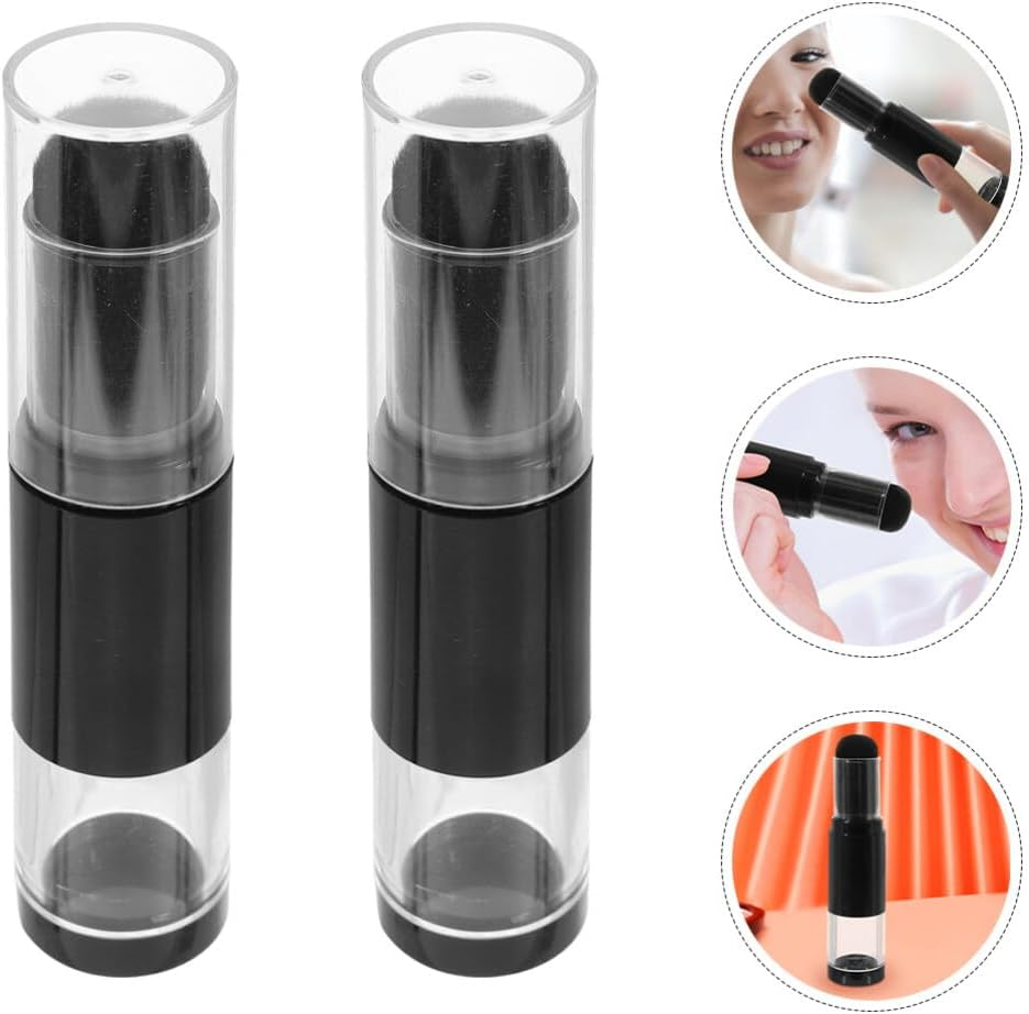 Beavorty Retractable Makeup Brush 2Pcs Brush Blush Brush Portable Powder Brushes Foundation Blending Brush with Refillable Bottle Jar for Powder Cosmetics A image number 2