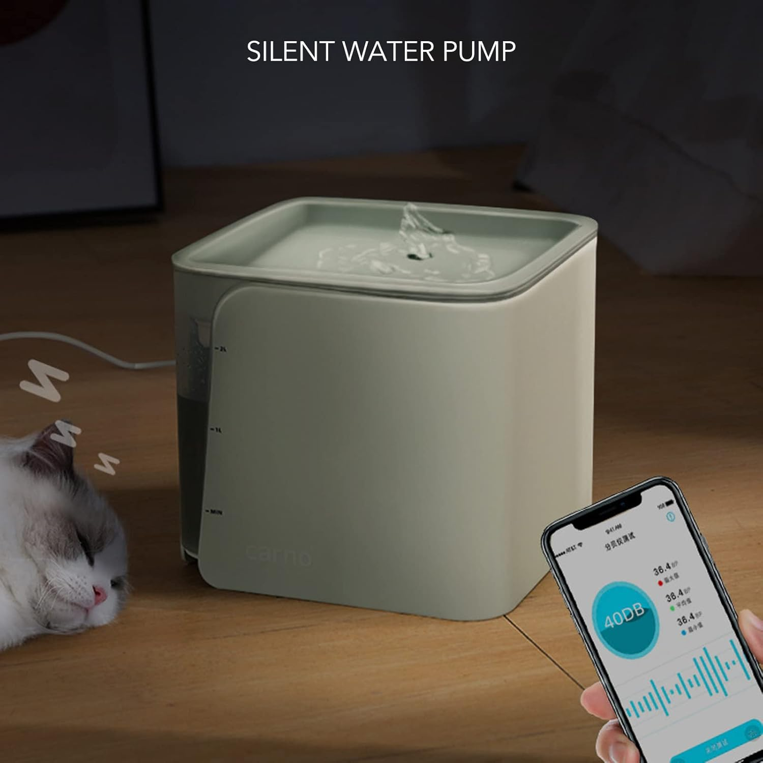 Cat Water Dispenser,Automatic Pet Water Fountain Quiet USB Powered 2L Capacity Cat Water Dispenser for Puppy image number 1