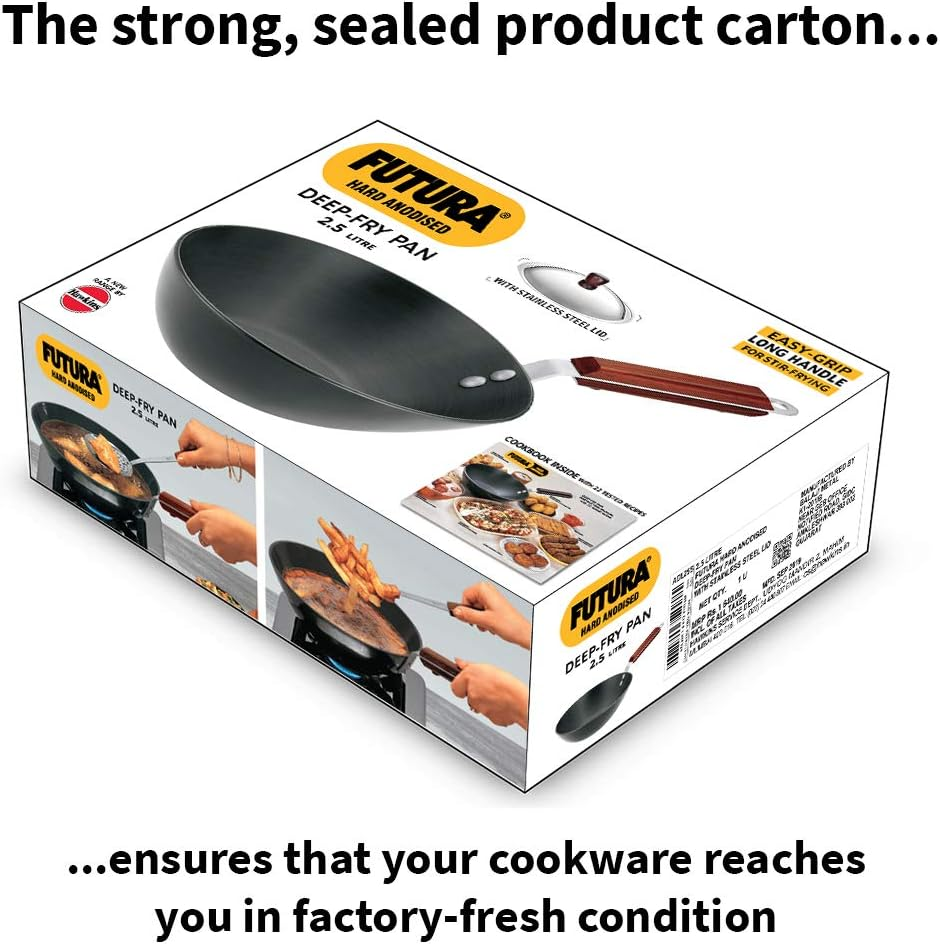 Hawkins Futura Hard Anodised Aluminium Deep Fry Pan with Lid, 2.5 Litre Capacity image number 6