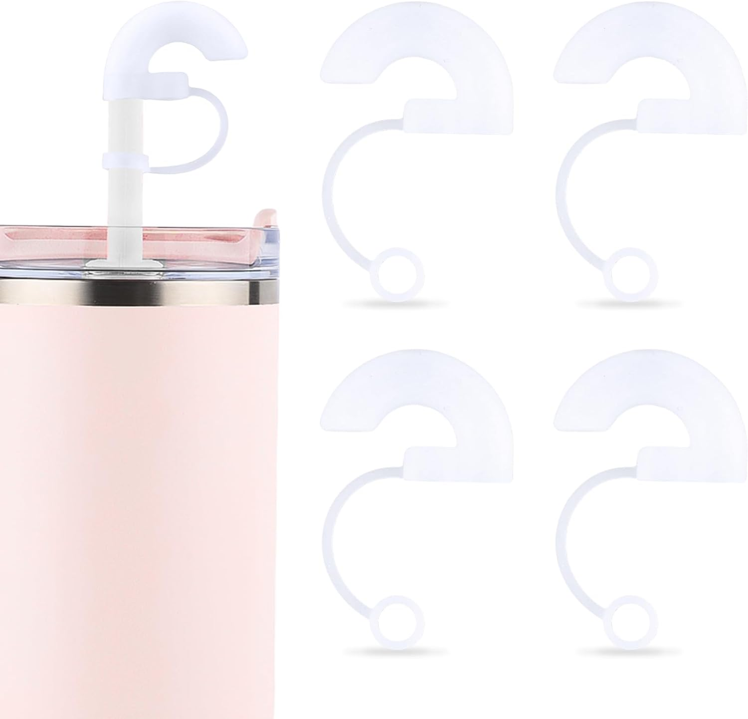 4Pcs Wrinkle Resistant Straw Caps, anti Silicone Wrinkle Free Prevention Straw Toppers for Stanley Reusable Silicone Straws with Caps Tip Side Suction Design Prevents Straw Caps from Wrinkling image number 4