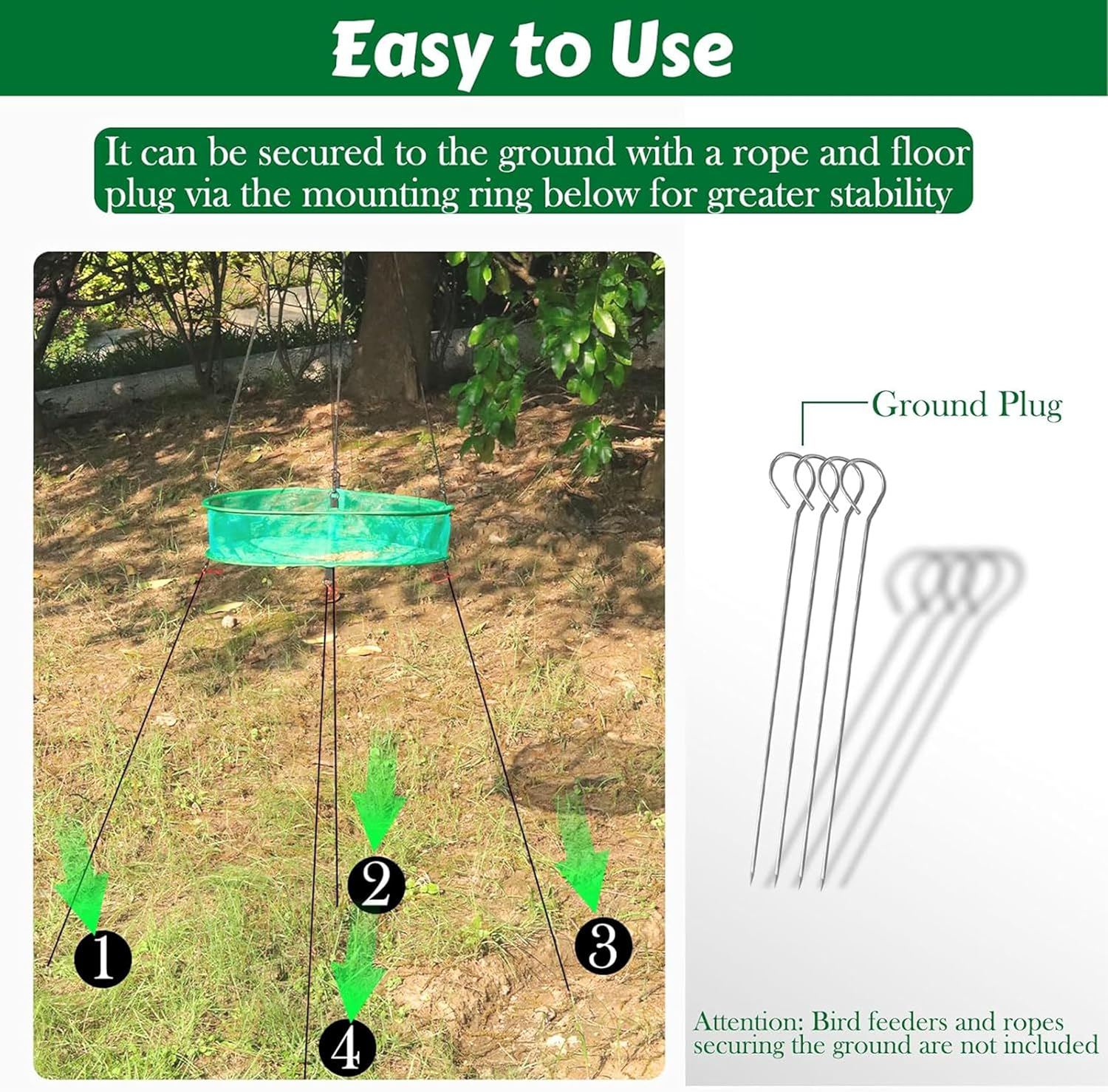 Bird Seed Catcher Tray for Hanging Feeders, 2 Pack Platform Hoop, Hummingbird Feeder Accessory for Outdoor Garden (Green, (Green, 50 * 10)) image number 5