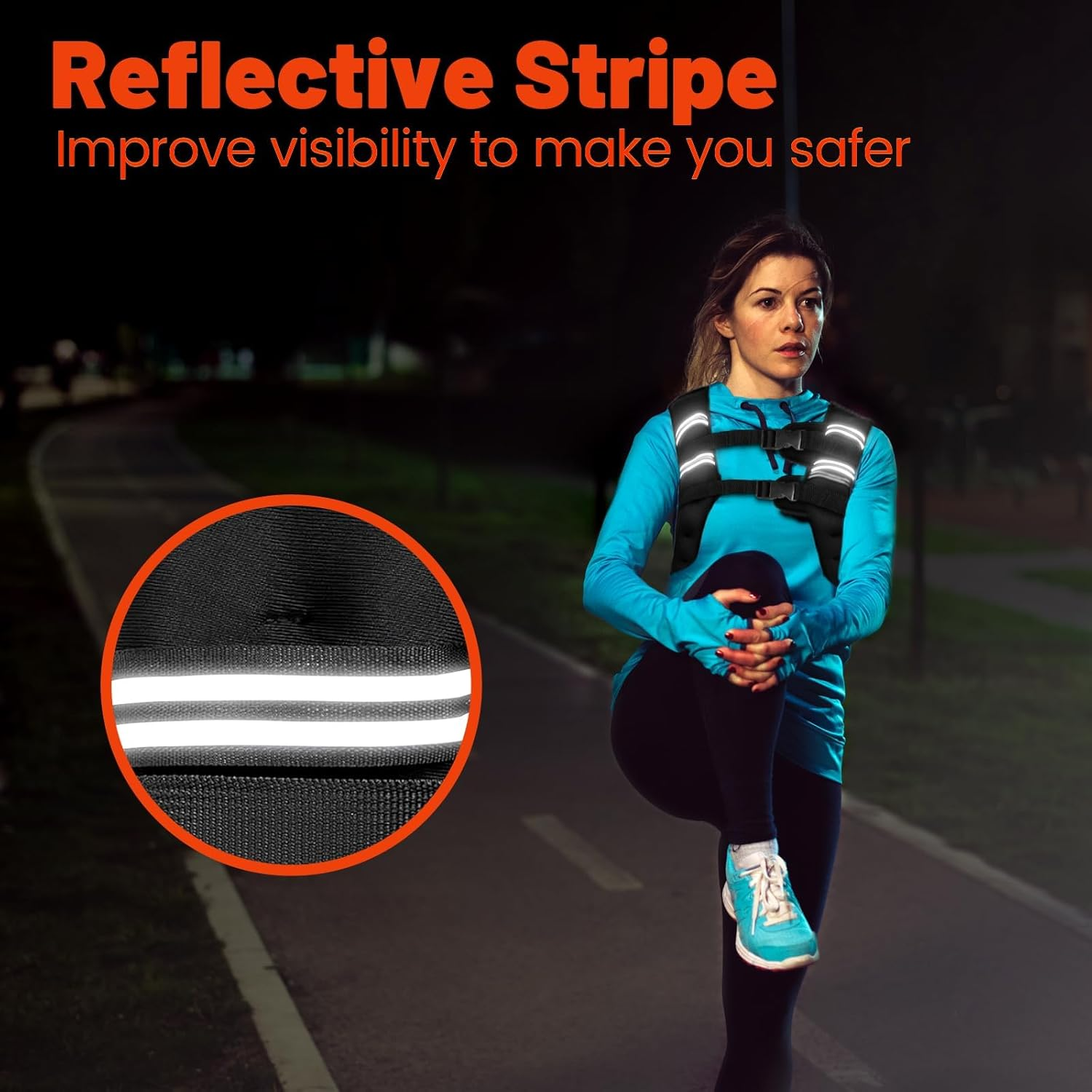 Running Weighted Vest, 12 Lbs(5Kg) Weight Vest for Men Women, Body Weight Vests Adjustable with Reflective Stripe for Strength Training, Running, Training Workout, Jogging, Walking image number 6